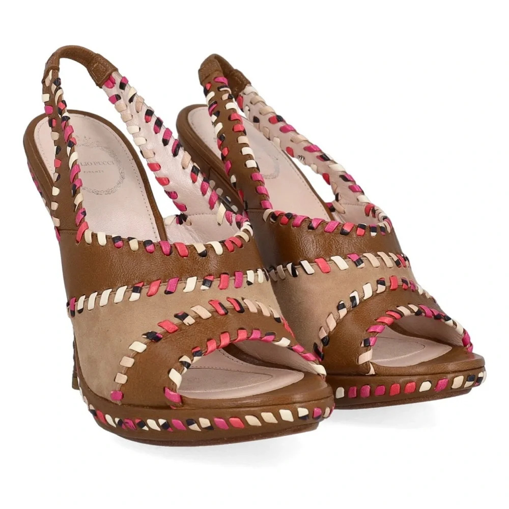Emilio Pucci Leather Slingback stiletto, Sandals Heels Size 8/38. - Picture 2 of 6